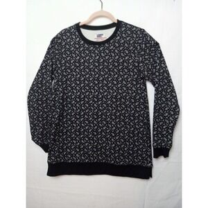 Lands' End‎ Sweater Mens Medium Black Paisley Serious Sweats Pullover Crewneck